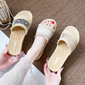 Ethnic style woven one-line sandals for women summernew arrivaleasiest for matchoutwear holiday style soft bottom beach sandals for women