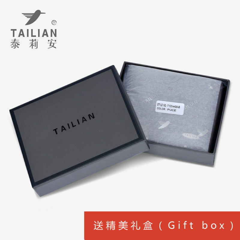 Cross-border men's leather short wallet business multi-functional change cowhide classic wallet purse gift box