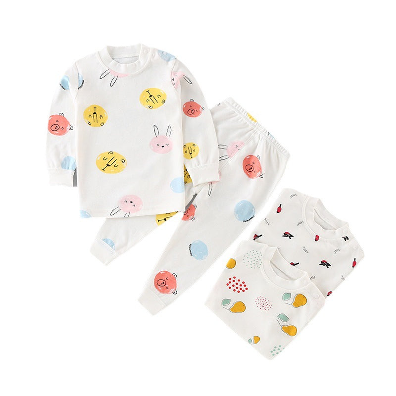 Wholesale autumn/winter baby thermal underwear sets for boys and girls, pure cotton newborn infant home wear - dropshipping available