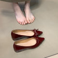 Bow-tie mary jane flats - pointed toe work shoes - women's 2025 new fashion shallow mouth versatile pumps