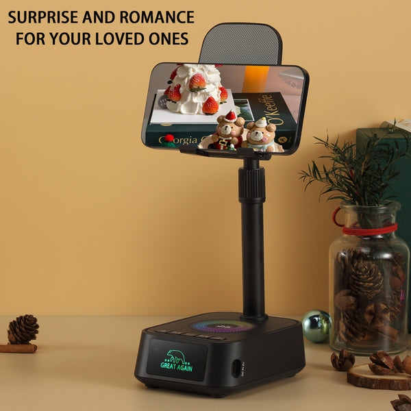 Longwei Q2 Creative Mobile Phone Holder Smart Home Brand Multifunctional Bluetooth Speaker Lazy Holder 3-in-1