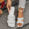 European and american cross-border e-commerce women's  summer square-toe flat sandals, ladies' slides, plus size beach shoes wholesale