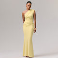 Amazon us & europe women's clothing  summer new fashion solid color elegant one-shoulder sexy slim-fit dress wholesale