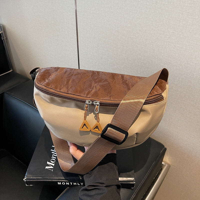 Fashion versatile contrasting color messenger bag women's new casual outdoor sports breast bag large capacity Korean version ins shoulder bag