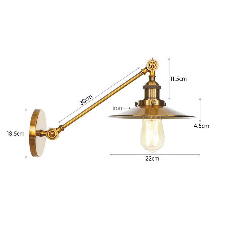 American industrial wind wrought iron wall lamp, living room retro background wall lamp, aisle entrance, golden simple bedroom bedside lamp