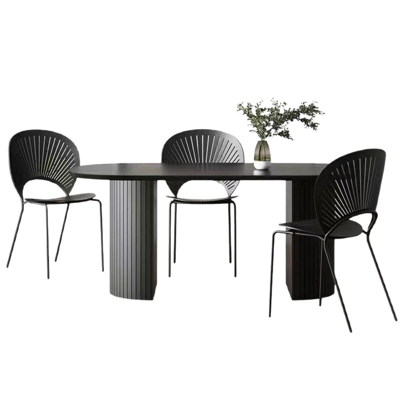 Restaurant black solid wood oval dining table small apartment for homeaccessible luxurypopular dining table oval solid wood dining table
