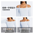 Amazon cross-border new long-sleeve sports t-shirt, one-shoulder fitness top, running pilates sexy yoga wear