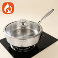 304 stainless steel frying pan, heavy-duty tri-ply hammered finish wok, suitable for home induction cookers, non-stick stir-fry pan, flat-bottom pan for commercial use