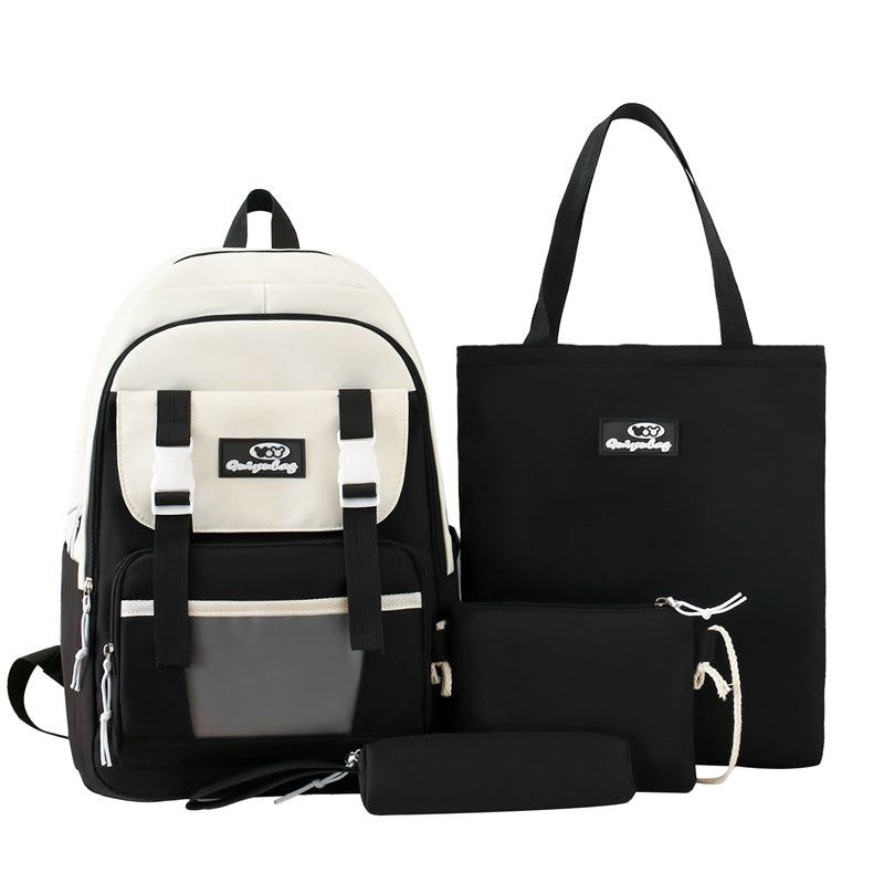 School bag, primary and secondary school student backpack 2025 new large-capacity four-piece set, school bag, tutoring bag, fashionable student backpack.