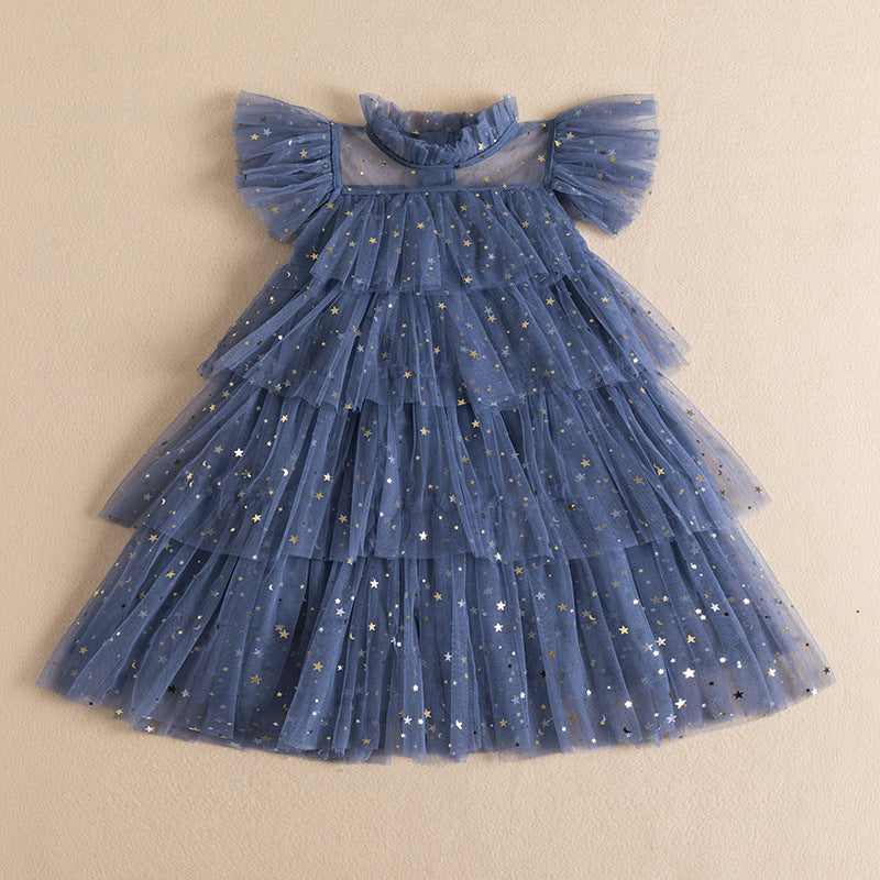 summer new girls' princess dress - sparkly sequin mesh tutu dress - korean style children's dress