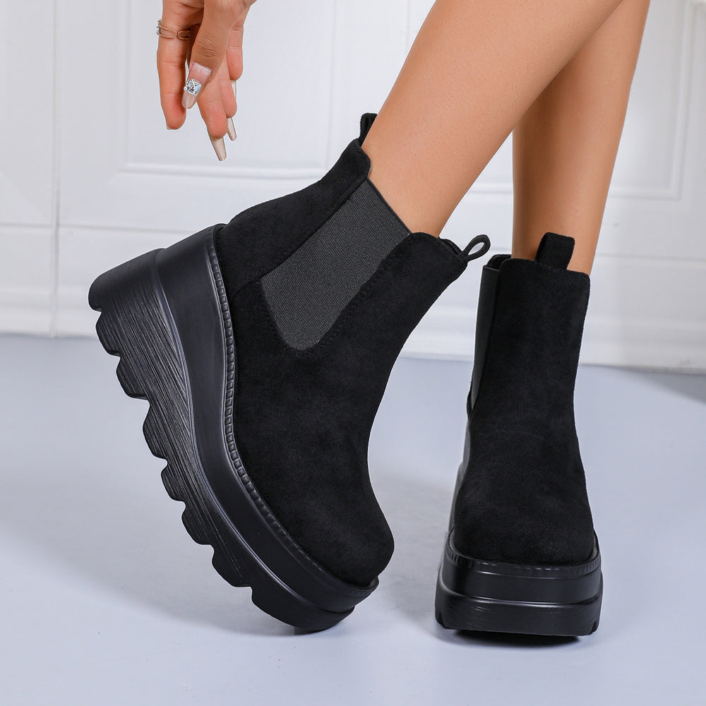 European style  autumn new retro soft leather martin boots women's chunky heel platform ankle boots fashion boots