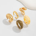 European and american cross-border retro resin alloy minimalist ring set for women - trendy ins knuckle plain band jewelry