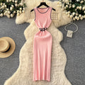 Light mature french style sleeveless knittingdress female pure lust style k-style high waist waist silm a-line skirt work clothing