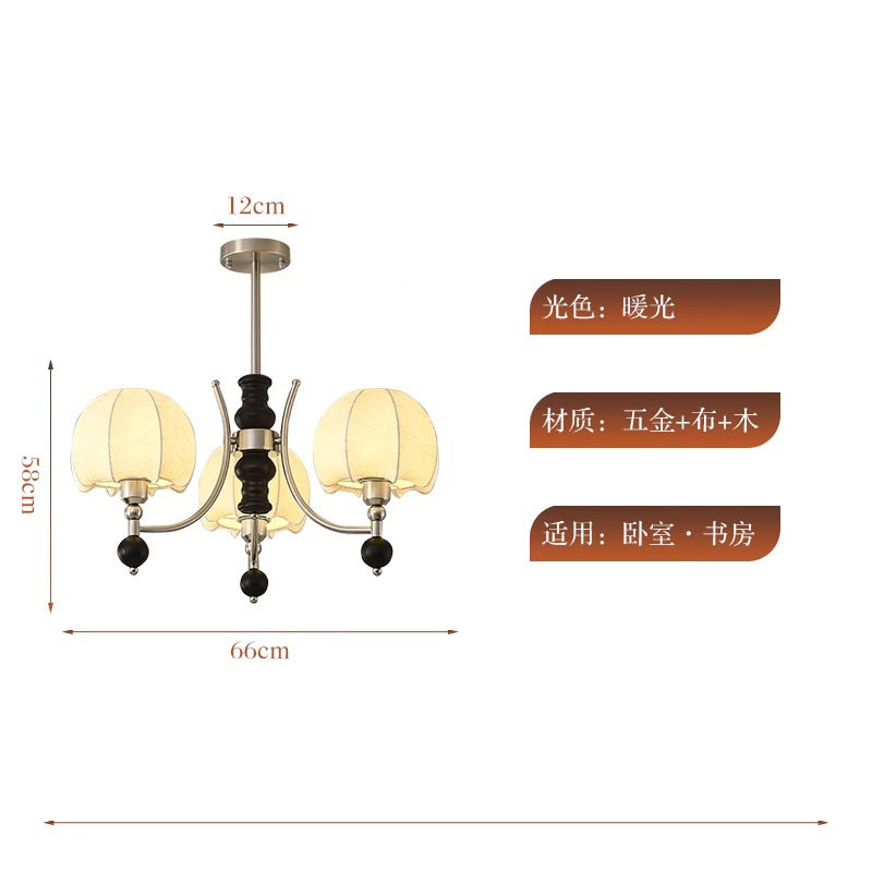 [Strict selection] American retro chandelier medieval Nanyang style advanced sense solid wood wabi-sabi living room study fabric lamps
