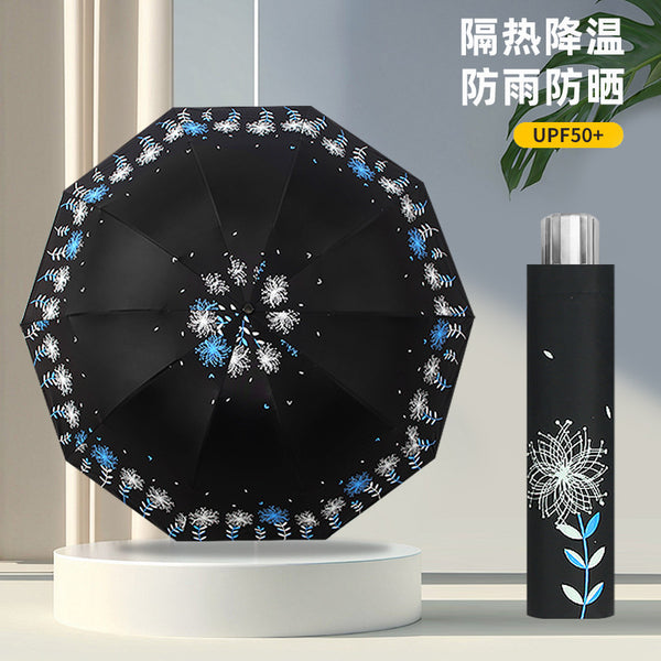 10-Bone vinyl sunscreen umbrella, UV-proof sun umbrella, oversized reinforced folding umbrella, strong and durable parasol female
