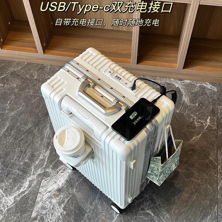 Front open aluminum frame suitcase 24 trolley case universal wheel travel bag 20 inch boarding case high value password box