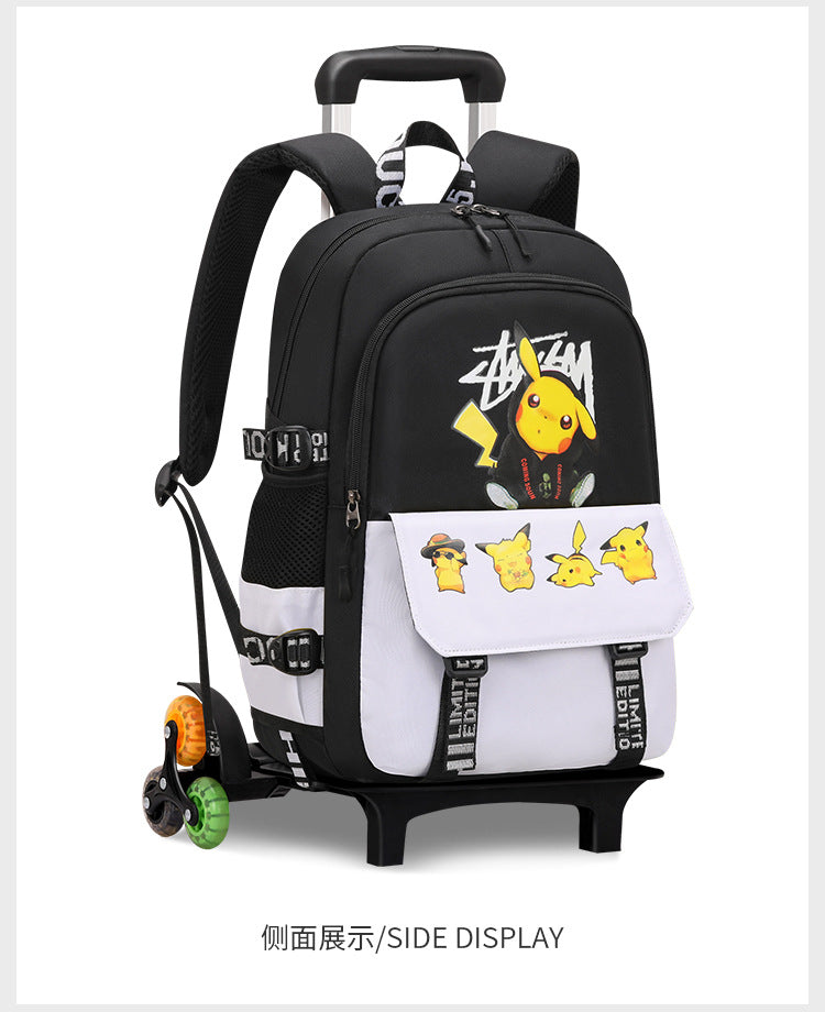 Primary school students tie rod schoolbag men's and women's six-wheel staircase climbing removable tie rod schoolbag second to sixth grade factory direct sales