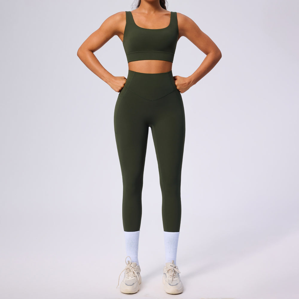 European and american new women's shaping workout set - high waist tummy control pocket yoga outfit - stretchy & breathable fitness set