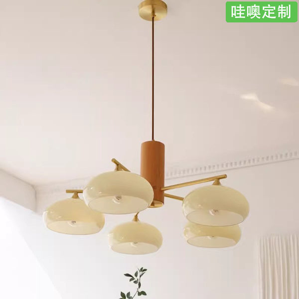 [Wow] Medieval log wind retro glass chandelier French cream Japanese restaurant room simple lamps