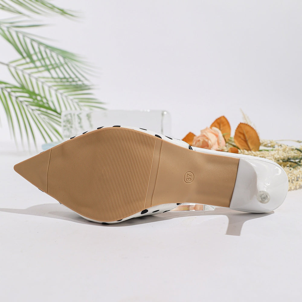 Export cross-border french polka dot pointed toe high-heeled sandals women's summer outer wear flip-flops women's shoes one piece dropshipping wholesale
