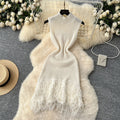 European and american style minimalist sleeveless knit dress - women's summer raw hem slim fit bodycon mini dress - sexy & chic