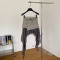 Retropatchworkasymmetrical a-line ribbon skirt for women summerk-stylehigh waistslimming looksexy style holiday short skirt
