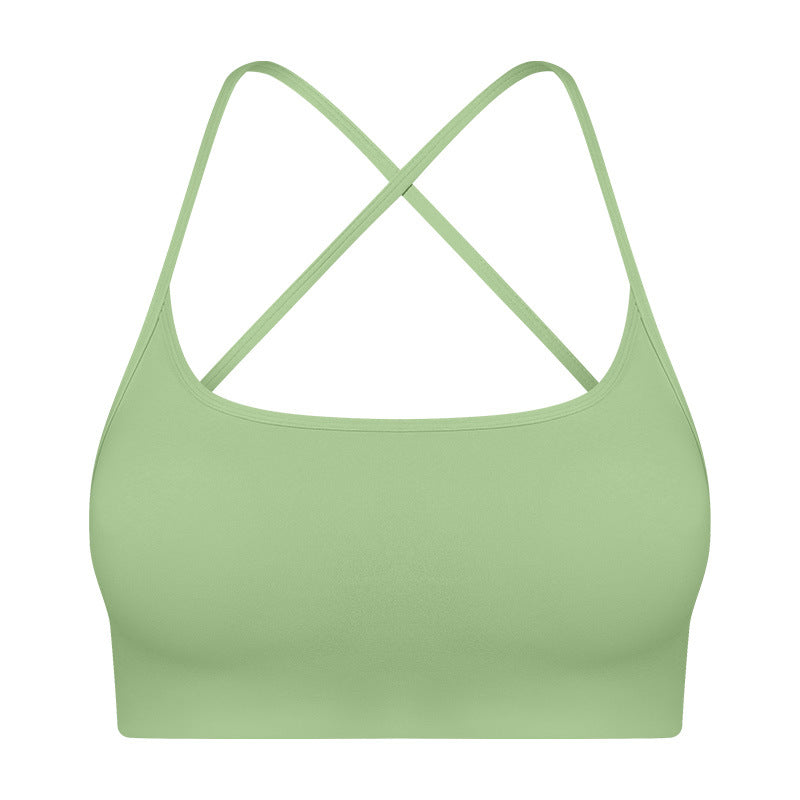 Fashionable thin strap criss-cross cutout back sports bra - low-impact yoga & pilates activewear bra - dw399