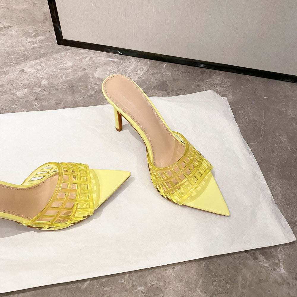 Wo transparent high heels women's 2026 new arrival niche design fashion pointed toe stiletto heel fairy shoes versatile summer sandals