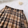 Girls' fall/winter baseball jacket & pleated plaid skirt set - cute bear embroidery, two-piece outfit for kids