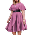 C8627plus sizeexport women's summernew arrivalfashionrufflesv neckhigh waistelegant large swing africandress
