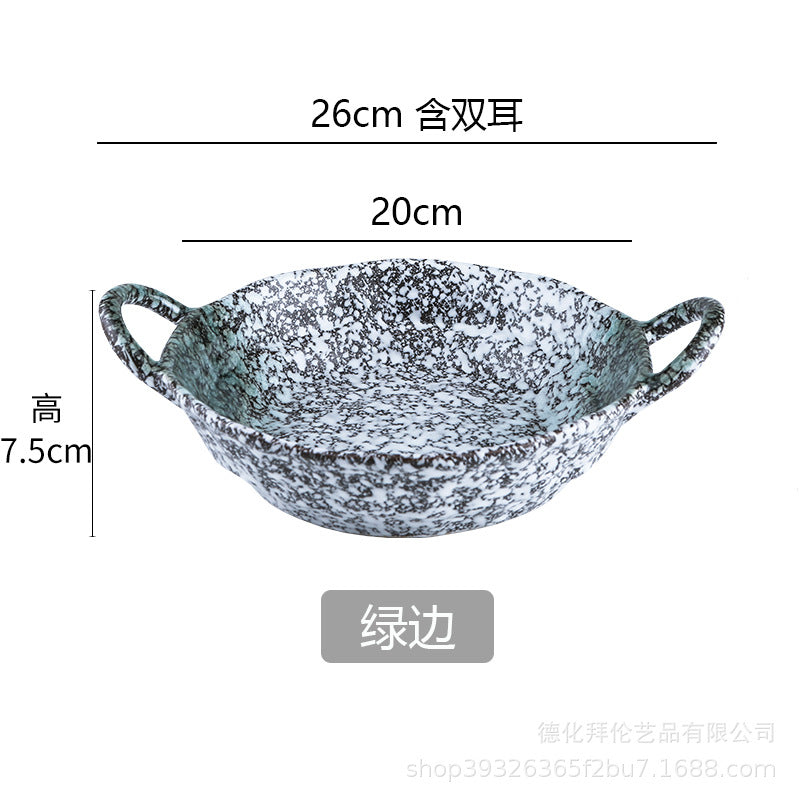 Japanese retro one-person meal set deep dry pot vegetable plate for homeclassy curry rice plate double ear soup plate