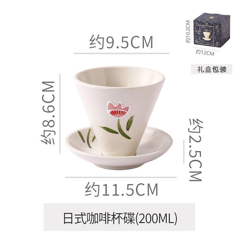 Creative niche style ceramic coffee cup and saucer suitjapanese style mug retro stoneware latte latte cup gift box
