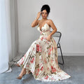 european and american women's clothing:  summer new arrivals -  cross-border floral print dress, elegant vacation style