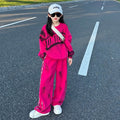 Girls' hoodie and sweatpants set - casual activewear, new spring/autumn  collection, trendy and stylish two-piece outfit for girls
