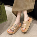 2025 summer new berkenstock-style flat casual thong sandals for women - summer outdoor wear, non-slip thick sole sandals