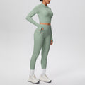 Cropped zip-up yoga set: high-waisted, butt-lifting leggings with pockets - perfect for running, fitness, and casual wear