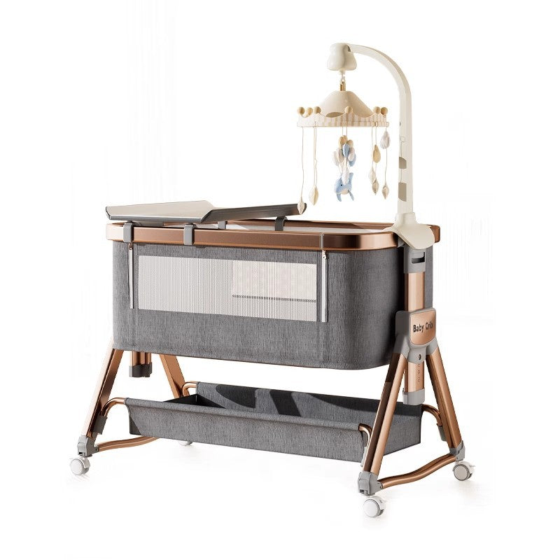 Aluminum alloy baby crib - portable, foldable, and convertible bassinet - multifunctional newborn bed - splice-together large bed