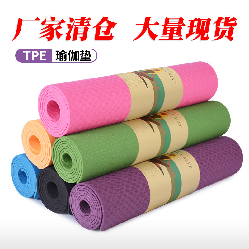 Tpe yoga mat - amazon cross-border fitness, shock absorption, soundproofing, thickened, non-slip, silent yoga mat - minor imperfections - dance mat