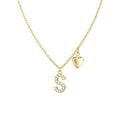 women's gold heart pendant clavicle chain cute small heart-shaped diamond 26 letter pendant stylish necklace