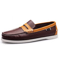 Men's genuine leather boat shoes - classic brown casual dress shoes, lightweight leather business shoes with a british-inspired design