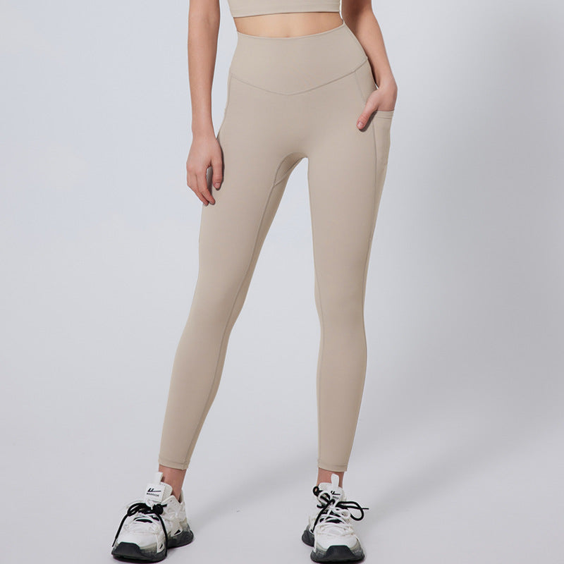 European and american plus size activewear yoga set for women - high waist pocketed compression yoga pants and nude feel workout outfit