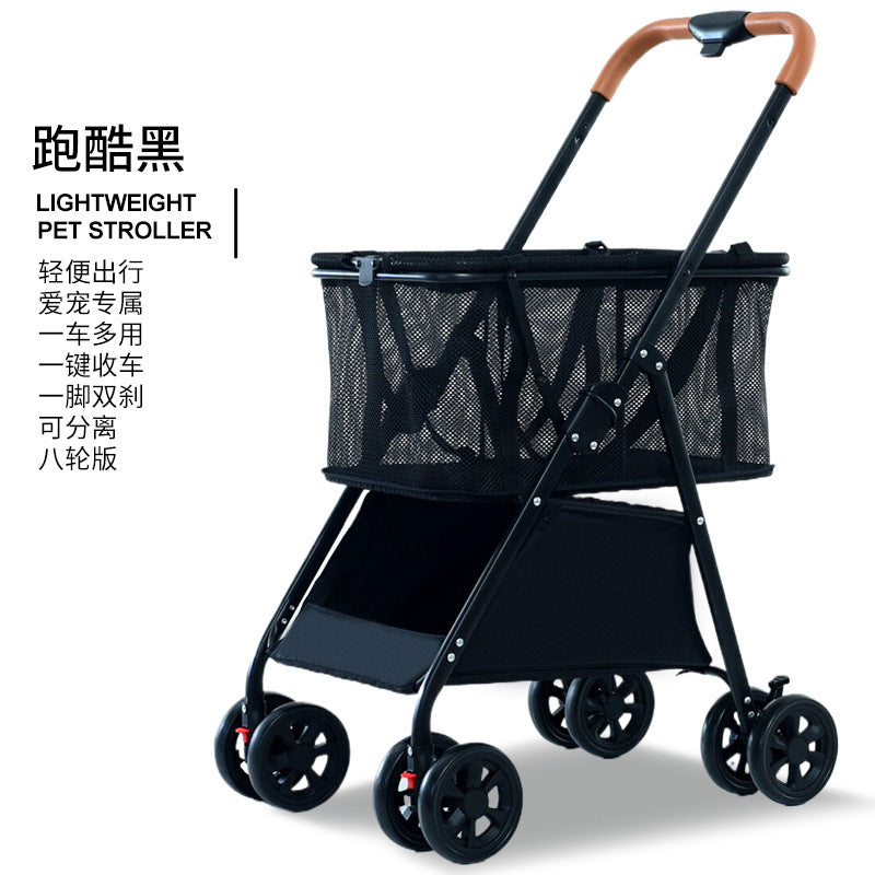 Multifunctional pet shopping cart - lightweight, one-click foldable stroller for small to medium cats and dogs