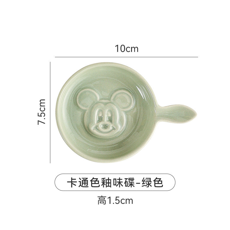 Scandinavianinsstylish ceramic relief snack plate cartoon creative cute ceramic dipping dish flavor plate snack plate