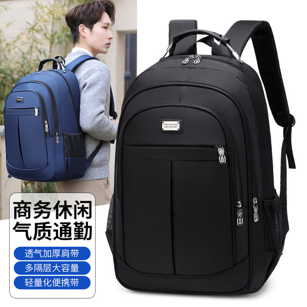 Outdoor new large-capacity men's schoolbag, student print logo backpack, computer commute, business travel backpack