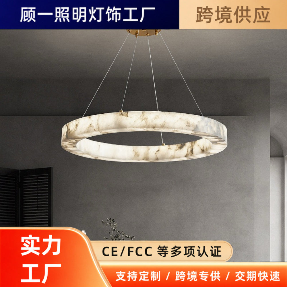 Spanish imitation marble main living room chandelier accessible luxury designer house ring-shaped elegant high-end model room circle
