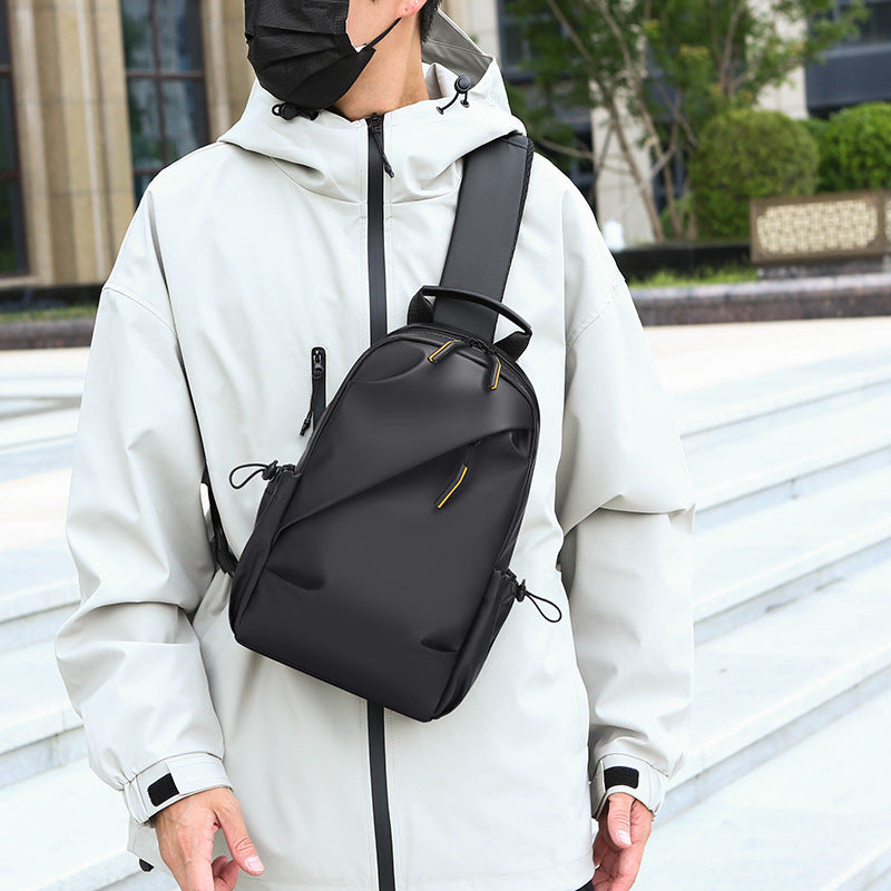 Cross-border new men's breast bag, high-end messenger bag, light and simple riding, chest small backpack, casual shoulder bag.