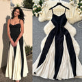 summerelegancesexy color matching suspender dress for women vacation style waist ruffles large swing dress long skirt