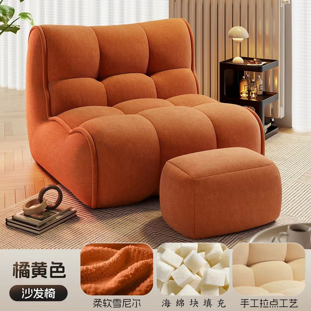 Vacuum compressed sofa casual modern lazy fabric sofa sponge single sofa cream casual living room casual