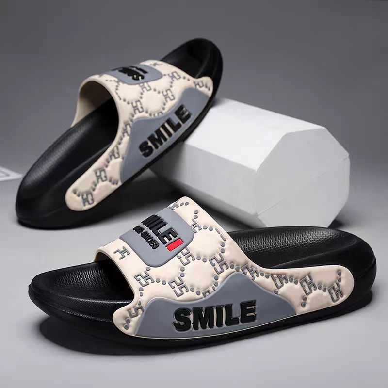 New men's platform slippers - 2024 outdoor beach sandals, athletic one-strap slides, comfortable indoor slippers