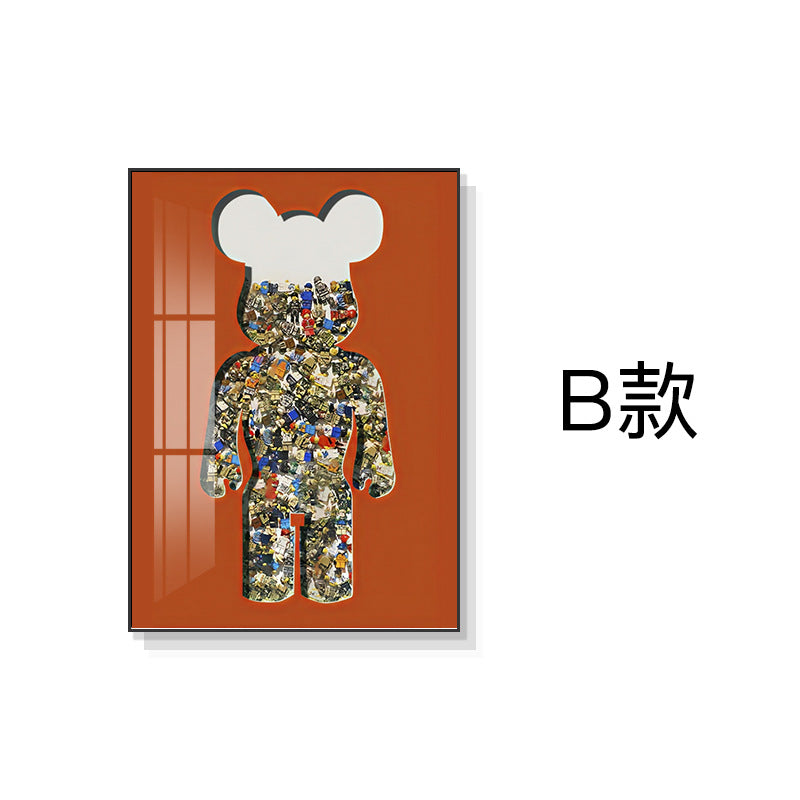 Kaws tide brand living room decorative painting modern real Lego building block cardboard floor hanging painting porch walkway crystal porcelain painting